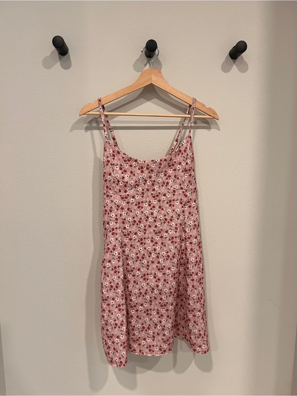 Pink Floral Spaghetti-Strap Mini Dress